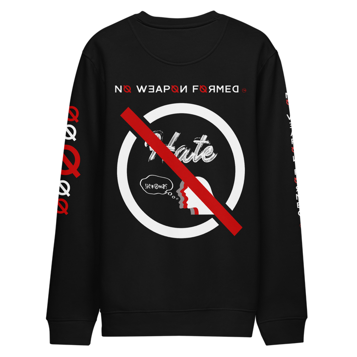 NO WEAPON FORMED "HATE" WHITE/RED/BLACK - Unisex eco sweatshirt black back