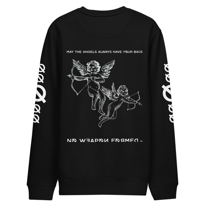 NO WEAPON FORMED "ANGELS GOT YOUR BACK" BLACK/WHITE - Unisex eco sweatshirt black back