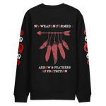 NO WEAPON FORMED 'ARROW & FEATHERS OF PROTECTION' BLACK/RED/WHITE - Unisex eco sweatshirt