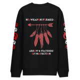 NO WEAPON FORMED 'ARROW & FEATHERS OF PROTECTION' BLACK/RED/WHITE - Unisex eco sweatshirt