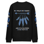 NO WEAPON FORMED 'ARROW & FEATHERS OF PROTECTION' BLUE/WHITE - Unisex eco sweatshirt