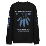 NO WEAPON FORMED 'ARROW & FEATHERS OF PROTECTION' BLUE/WHITE - Unisex eco sweatshirt