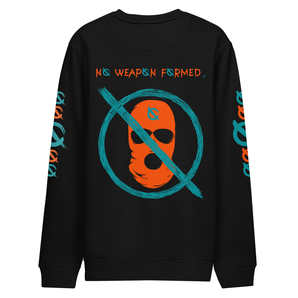 NO WEAPON FORMED 'OPPS/ROBBER' ORANGE/AQUA GREEN - Unisex eco sweatshirt