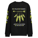 NO WEAPON FORMED 'ARROW & FEATHERS OF PROTECTION' NEON GREEN/BLACK/WHITE- Unisex eco sweatshirt