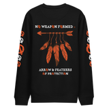 NO WEAPON FORMED 'ARROW & FEATHERS OF PROTECTION' ORANGE/WHITE/BLACK- Unisex eco sweatshirt