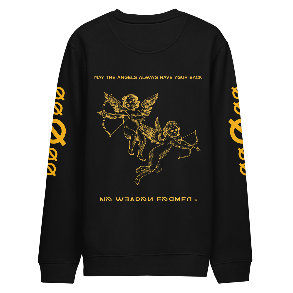 NO WEAPON FORMED 'ANGELS GOT YOUR BACK' YELLOW - Unisex eco sweatshirt