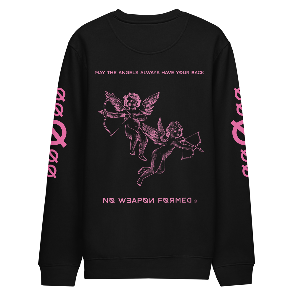 NO WEAPON FORMED 'ANGELS GOT YOUR BACK' PINK - Unisex eco sweatshirt