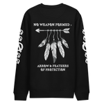 NO WEAPON FORMED 'ARROW & FEATHERS OF PROTECTION' BLACK/WHITE - Unisex eco sweatshirt