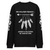 NO WEAPON FORMED 'ARROW & FEATHERS OF PROTECTION' BLACK/WHITE - Unisex eco sweatshirt