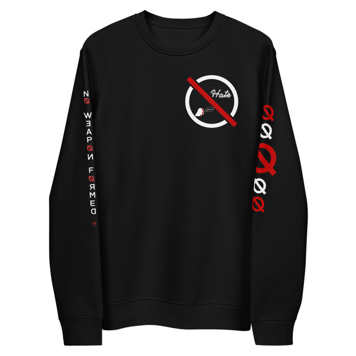 NO WEAPON FORMED "HATE" WHITE/RED/BLACK - Unisex eco sweatshirt black front