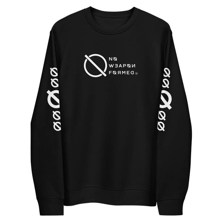 NO WEAPON FORMED "ANGELS GOT YOUR BACK" BLACK/WHITE - Unisex eco sweatshirt front black