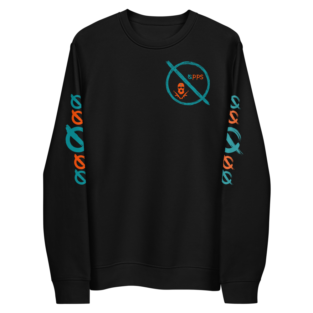 NO WEAPON FORMED 'OPPS/ROBBER' ORANGE/AQUA GREEN - Unisex eco sweatshirt