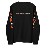 NO WEAPON FORMED 'ARROW & FEATHERS OF PROTECTION' ORANGE/WHITE/BLACK- Unisex eco sweatshirt