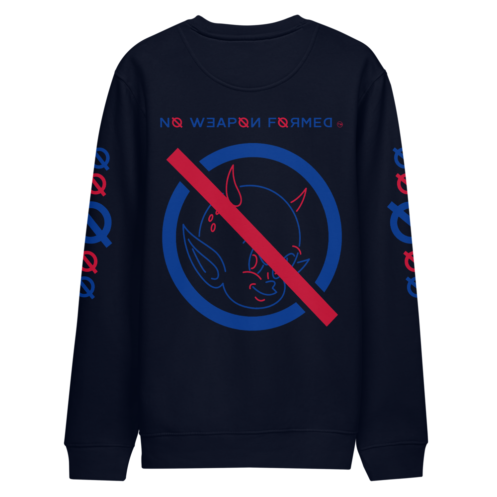 NO WEAPON FORMED "DEVIL" BLUE/RED - Unisex eco sweatshirt navy back