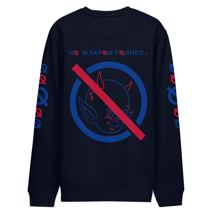 NO WEAPON FORMED "DEVIL" BLUE/RED - Unisex eco sweatshirt navy back