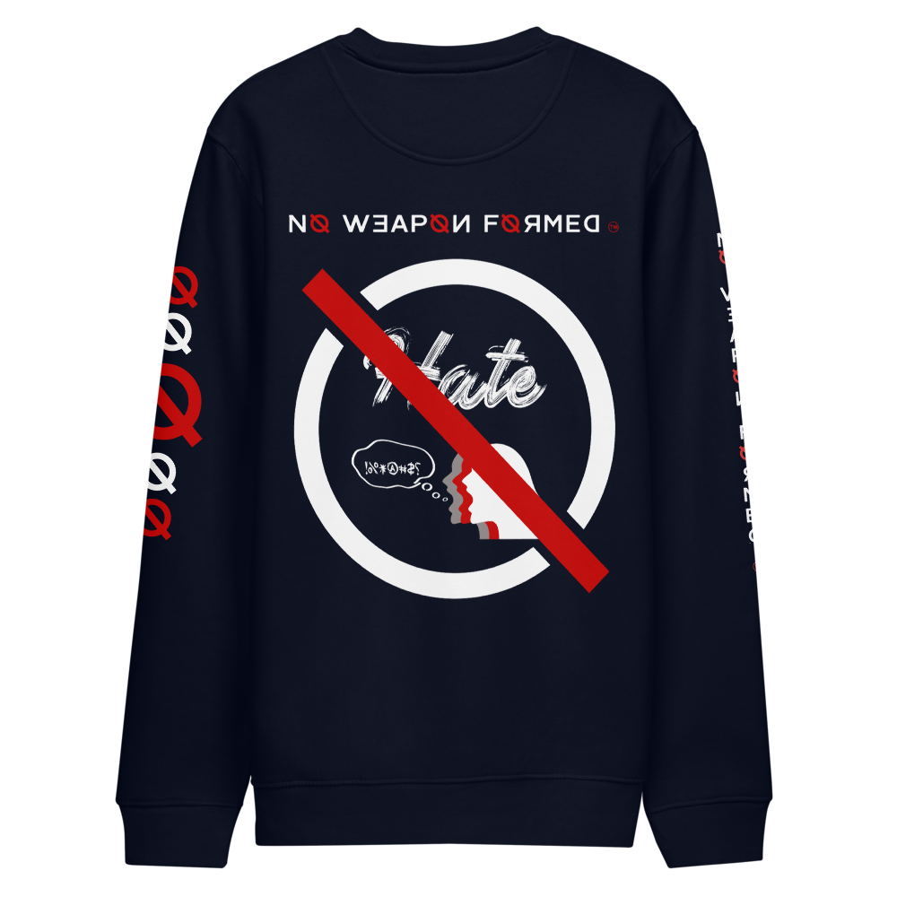 NO WEAPON FORMED "HATE" WHITE/RED/BLACK - Unisex eco sweatshirt navy