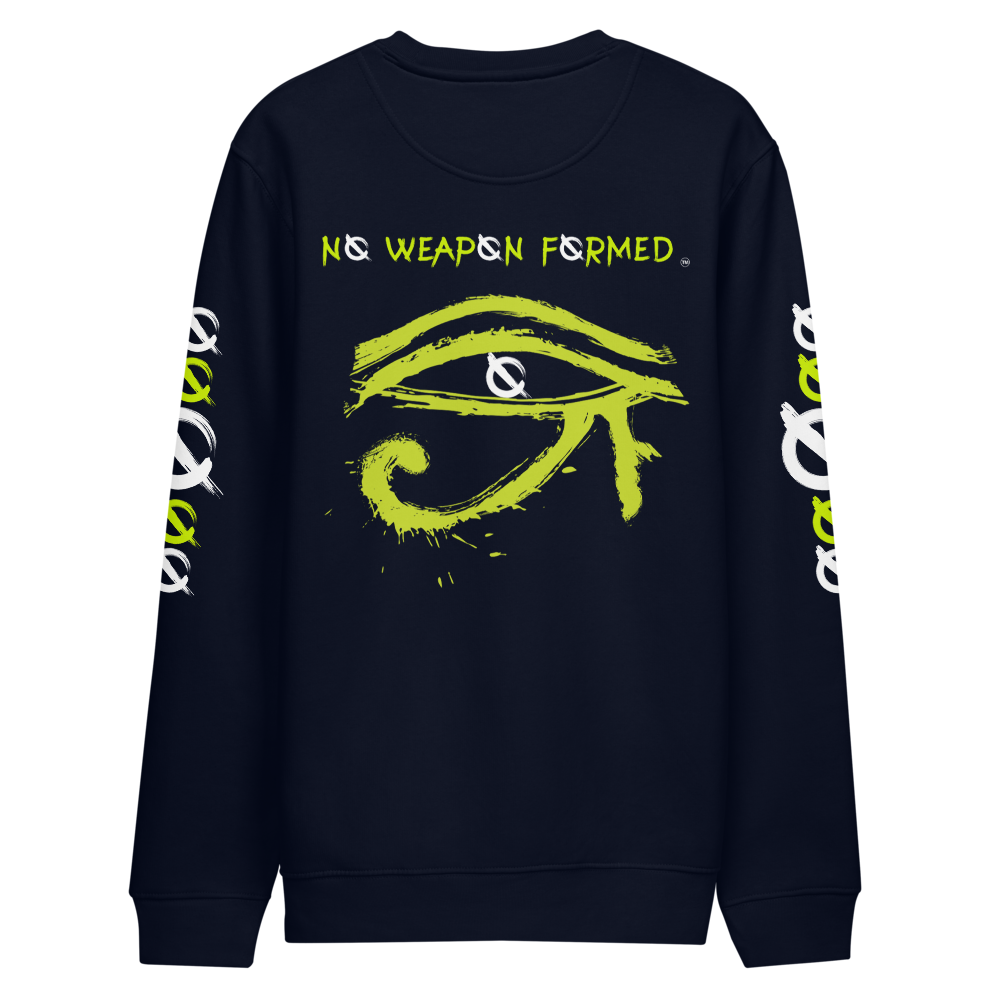 NO WEAPON FORMED HORUS EYE NEON GREEN/WHITE - Unisex eco sweatshirt