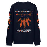 NO WEAPON FORMED 'ARROW & FEATHERS OF PROTECTION' ORANGE/WHITE/BLACK- Unisex eco sweatshirt