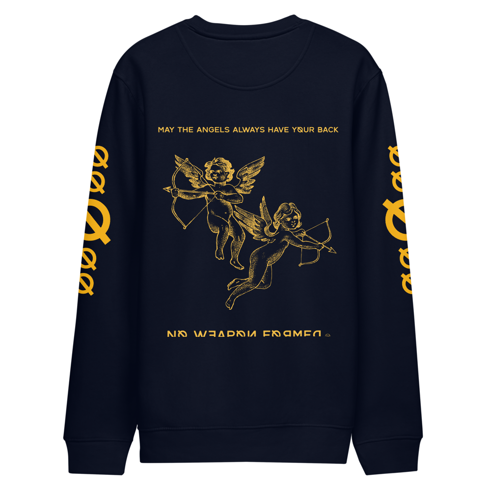 NO WEAPON FORMED 'ANGELS GOT YOUR BACK' YELLOW - Unisex eco sweatshirt