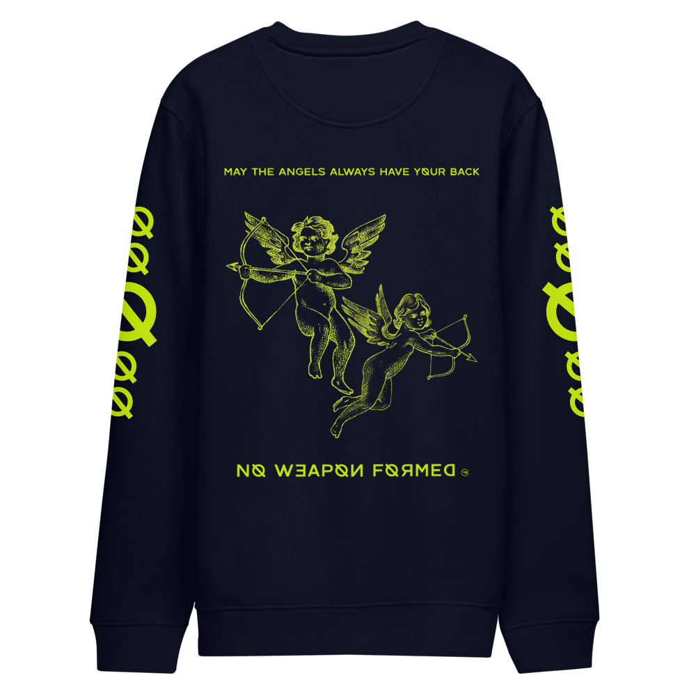 NO WEAPON FORMED 'ANGELS GOT YOUR BACK' - Unisex eco sweatshirt
