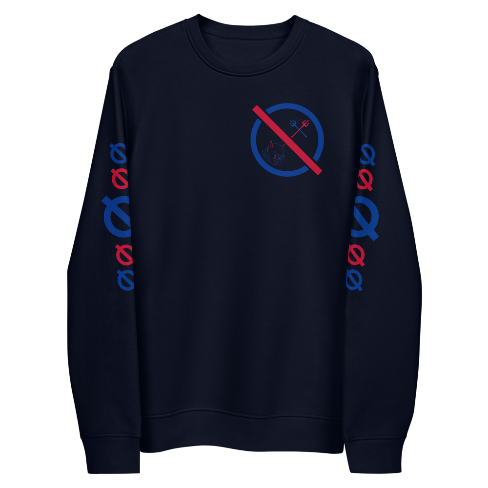 NO WEAPON FORMED "DEVIL" BLUE/RED - Unisex eco sweatshirt navy front