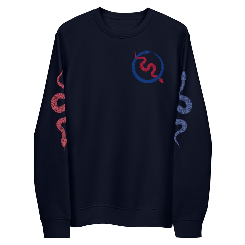 NO WEAPON FORMED "SNAKES" BILLS BLUE/RED - Unisex eco sweatshirt front navy