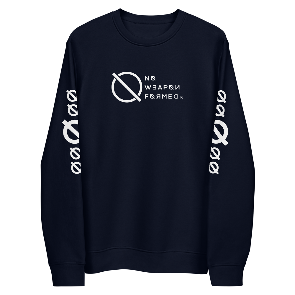 NO WEAPON FORMED "ANGELS GOT YOUR BACK" BLACK/WHITE - Unisex eco sweatshirt navy front