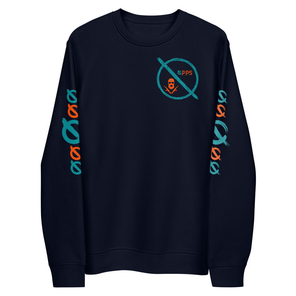 NO WEAPON FORMED 'OPPS/ROBBER' ORANGE/AQUA GREEN - Unisex eco sweatshirt