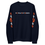 NO WEAPON FORMED 'ARROW & FEATHERS OF PROTECTION' ORANGE/WHITE/BLACK- Unisex eco sweatshirt