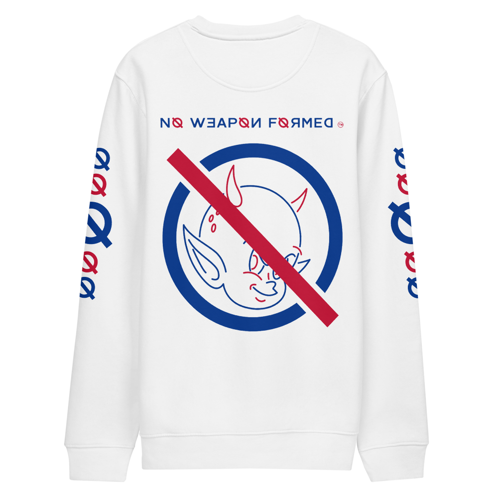 NO WEAPON FORMED "DEVIL" BLUE/RED - Unisex eco sweatshirt white back
