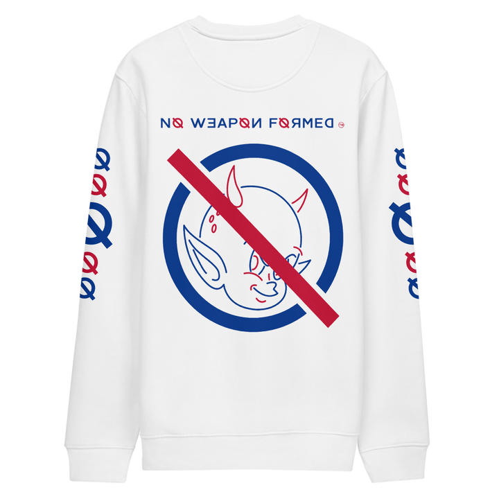 NO WEAPON FORMED "DEVIL" BLUE/RED - Unisex eco sweatshirt white back