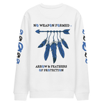 NO WEAPON FORMED 'ARROW & FEATHERS OF PROTECTION' BLUE/WHITE - Unisex eco sweatshirt