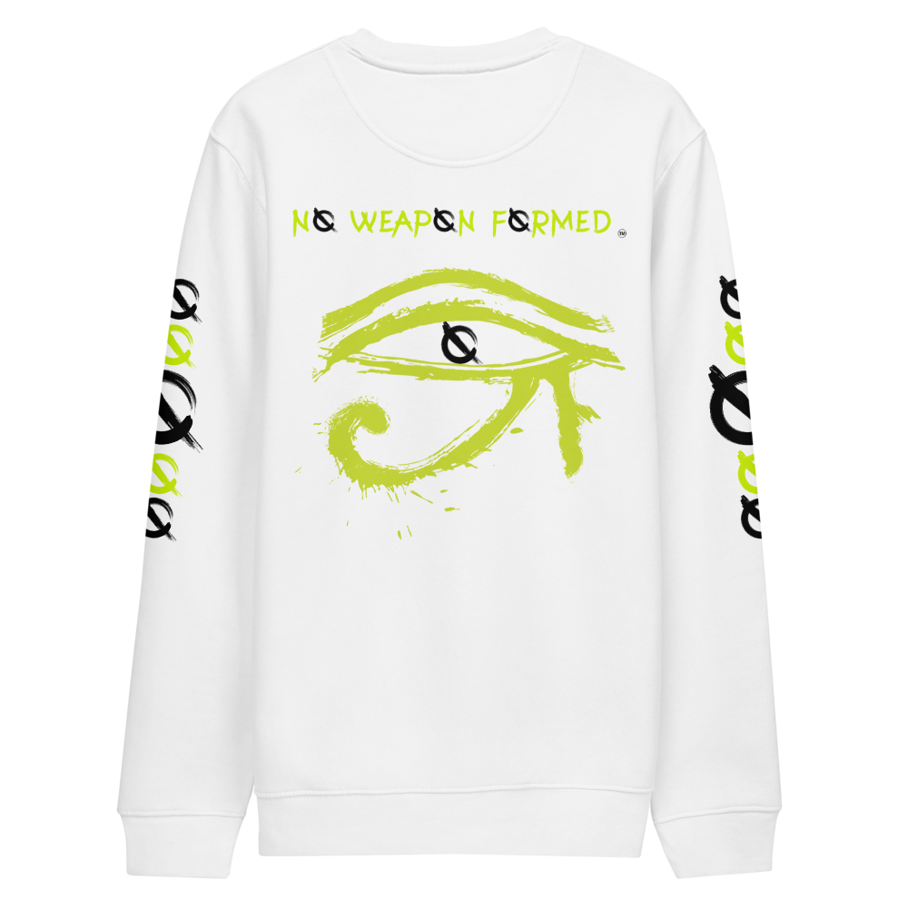 NO WEAPON FORMED HORUS EYE NEON GREEN/WHITE - Unisex eco sweatshirt