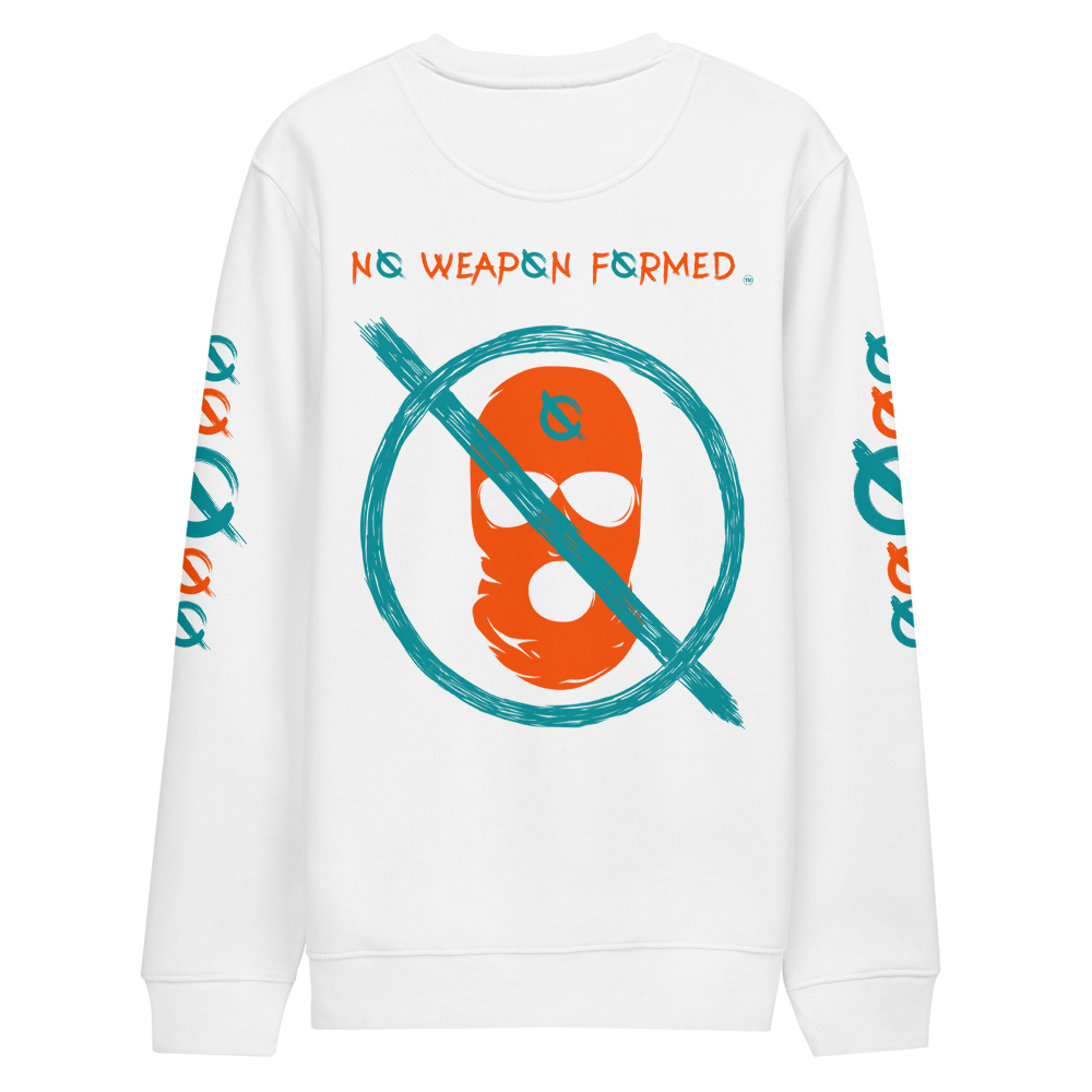 NO WEAPON FORMED 'OPPS/ROBBER' ORANGE/AQUA GREEN - Unisex eco sweatshirt