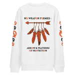 NO WEAPON FORMED 'ARROW & FEATHERS OF PROTECTION' ORANGE/WHITE/BLACK- Unisex eco sweatshirt