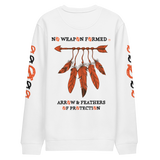 NO WEAPON FORMED 'ARROW & FEATHERS OF PROTECTION' ORANGE/WHITE/BLACK- Unisex eco sweatshirt