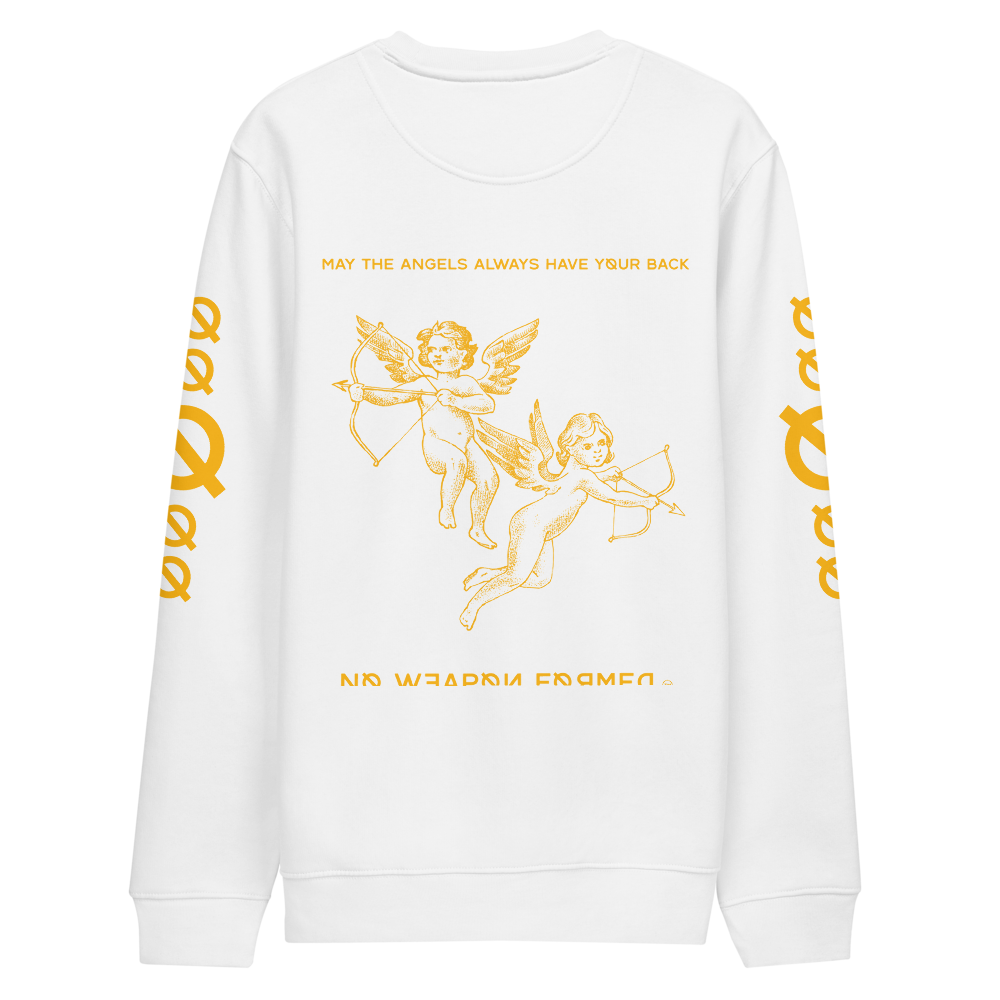 NO WEAPON FORMED 'ANGELS GOT YOUR BACK' YELLOW - Unisex eco sweatshirt