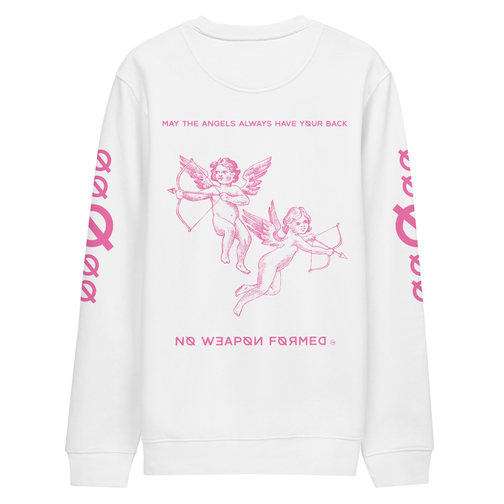NO WEAPON FORMED 'ANGELS GOT YOUR BACK' PINK - Unisex eco sweatshirt