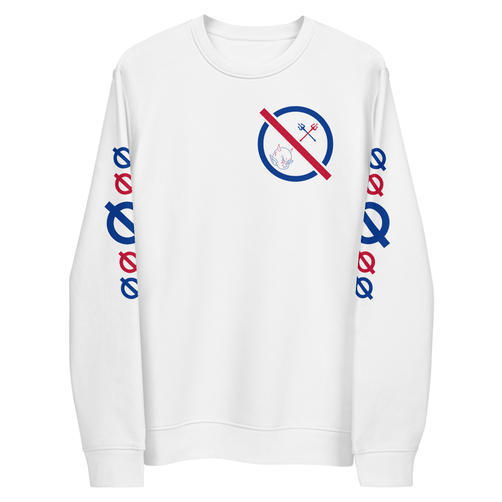 NO WEAPON FORMED "DEVIL" BLUE/RED - Unisex eco sweatshirt white front