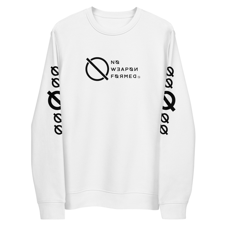 NO WEAPON FORMED "ANGELS GOT YOUR BACK" BLACK/WHITE - Unisex eco sweatshirt front white