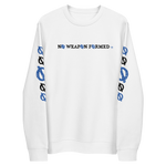 NO WEAPON FORMED 'ARROW & FEATHERS OF PROTECTION' BLUE/WHITE - Unisex eco sweatshirt