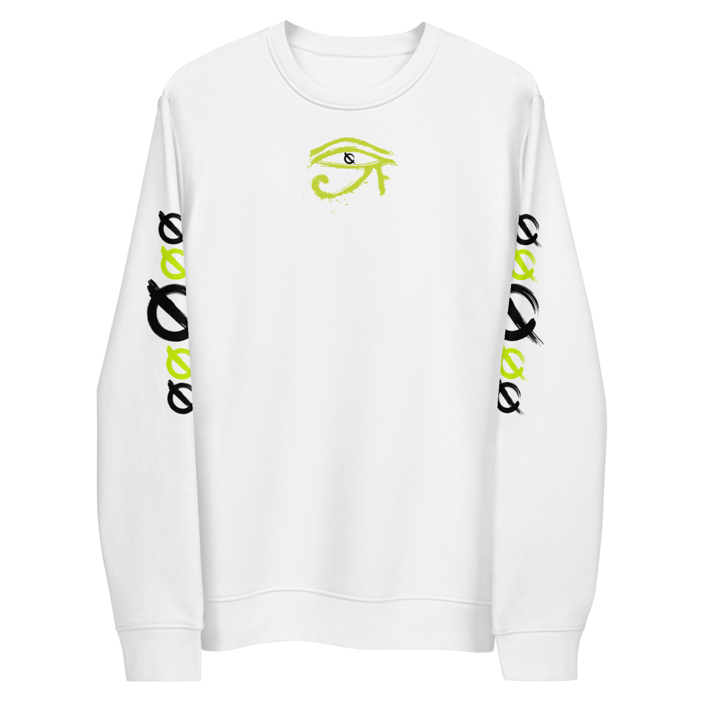 NO WEAPON FORMED HORUS EYE NEON GREEN/WHITE - Unisex eco sweatshirt