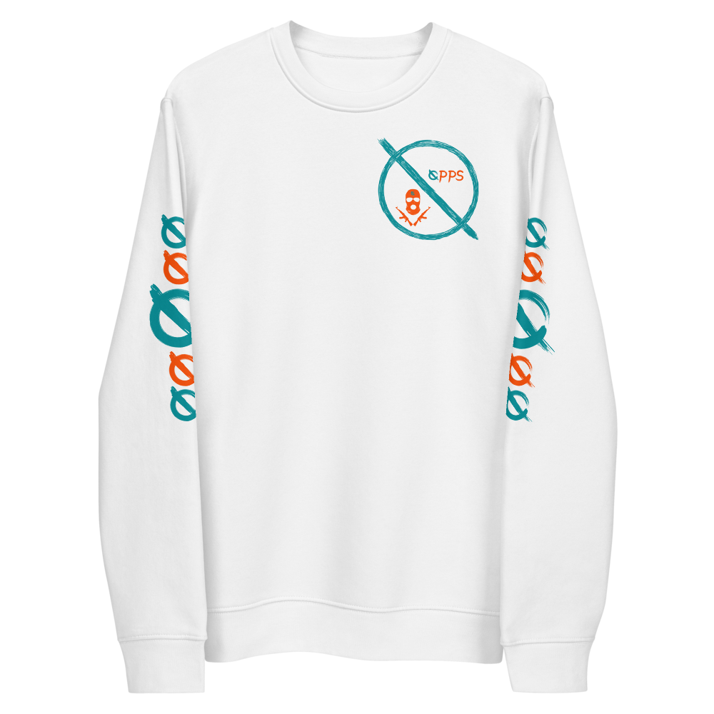 NO WEAPON FORMED 'OPPS/ROBBER' ORANGE/AQUA GREEN - Unisex eco sweatshirt