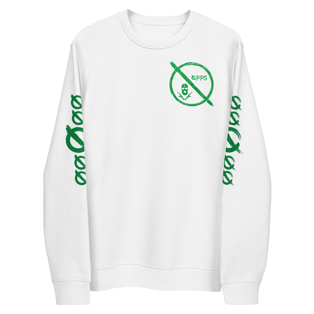 NO WEAPON FORMED 'ROBBER/OPPS' GREEN/WHITE - Unisex eco sweatshirt