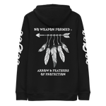 NO WEAPON FORMED 'ARROW & FEATHERS OF PROTECTION' BLACK/WHITE - Unisex essential eco hoodie