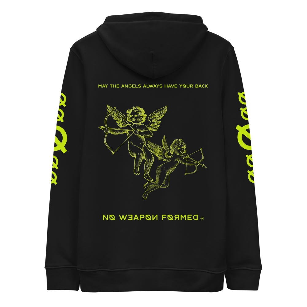 NO WEAPON FORMED 'ANGELS GOT YOUR BACK' NEON - Unisex essential eco hoodie