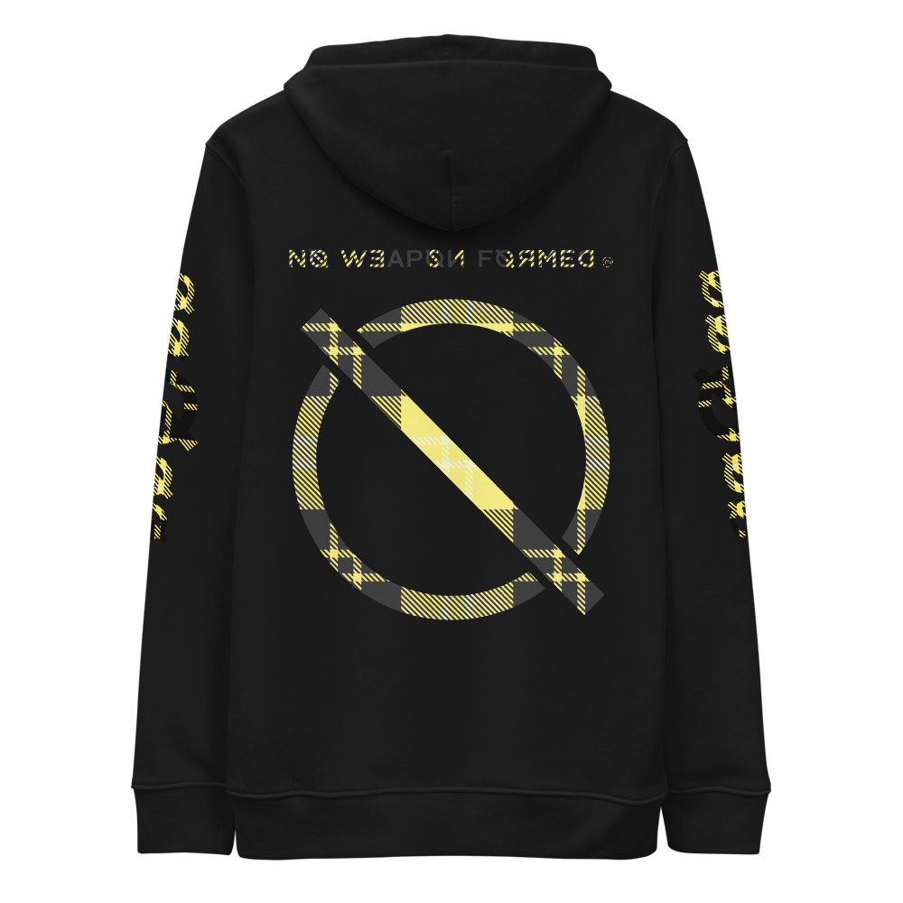 NO WEAPON FORMED FLANNEL BLACK/YELLOW - Unisex essential eco hoodie