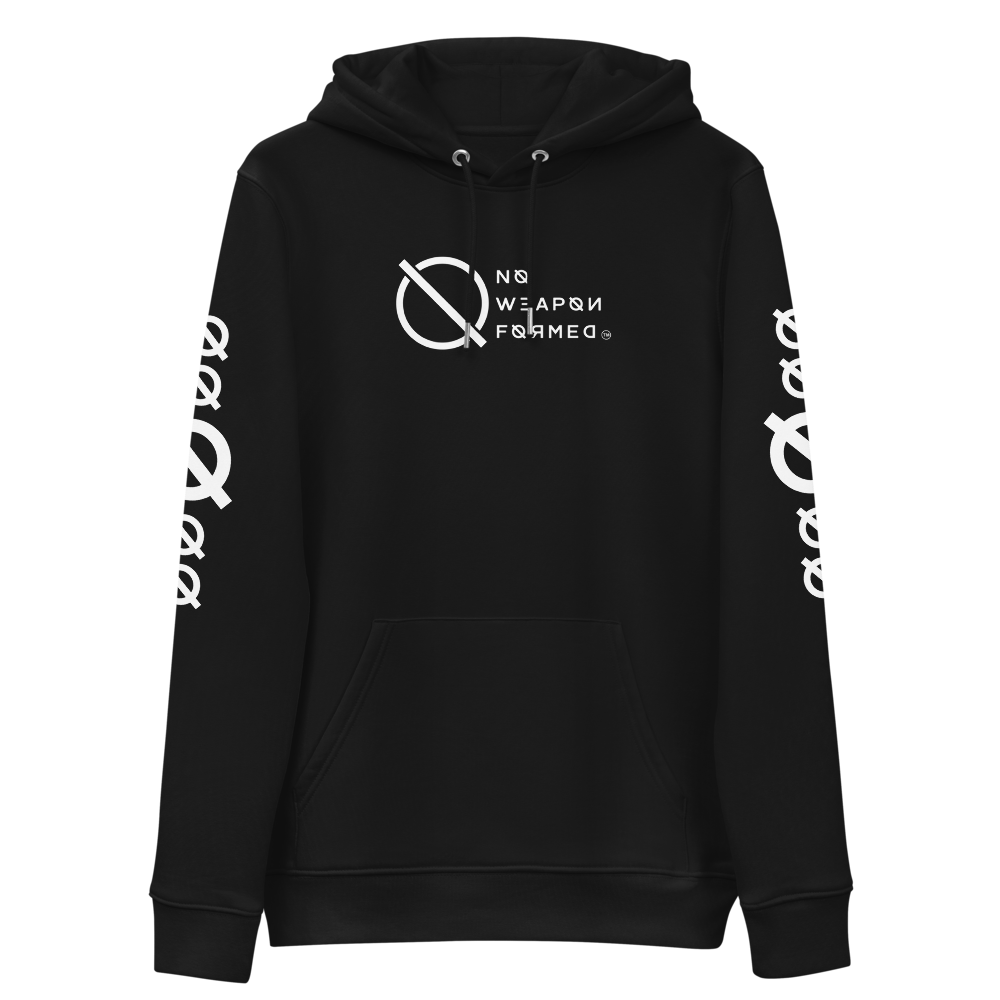 NO WEAPON FORMED 'ANGELS GOT YOUR BACK' BLACK/WHITE - Unisex essential eco hoodie