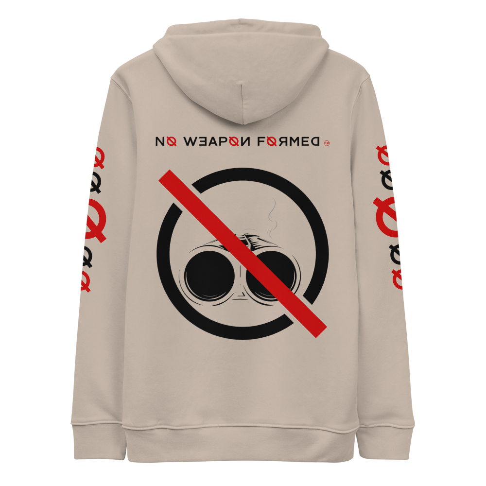 NO WEAPON FORMED "SHOTGUN" BLACK/RED/WHITE - Unisex essential eco hoodie tan back