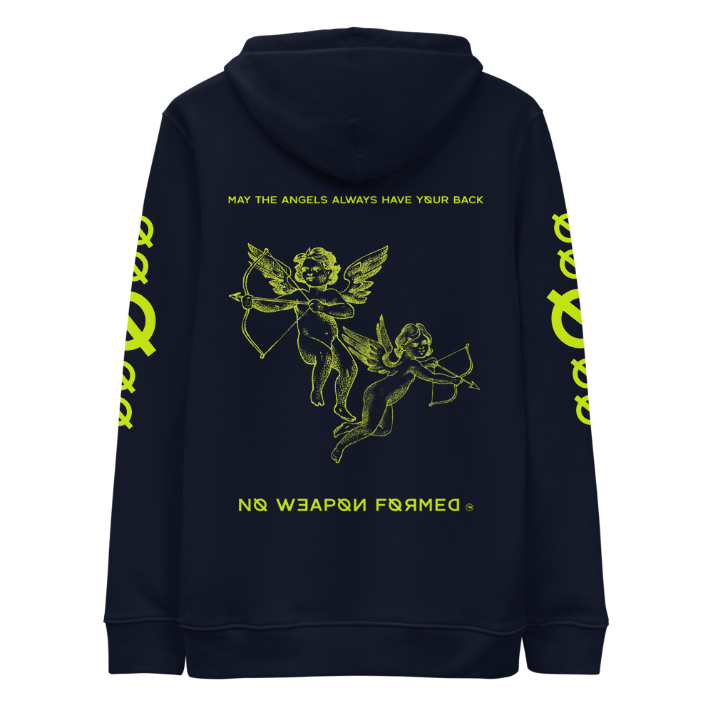 NO WEAPON FORMED 'ANGELS GOT YOUR BACK' NEON - Unisex essential eco hoodie